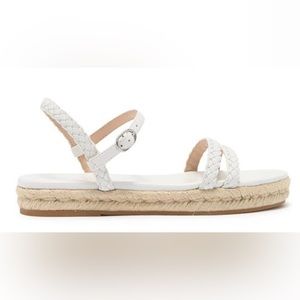 NWT MYKONOS BRAIDED STRAP ESPADRILLE FLAT IN WHITE